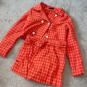Red & orange Vici dolls houndstooth blazer tweed shorts set size medium NWT